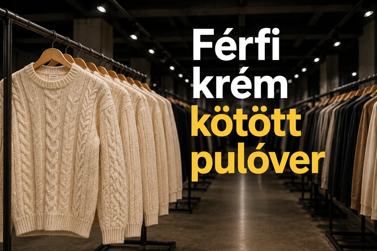 Férfi krém kötött pulóver - Minőségi használtruha válogatás